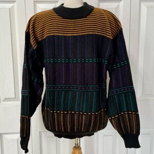Vintage Santana Striped Men's Crewneck Geometric Sweater Size Large